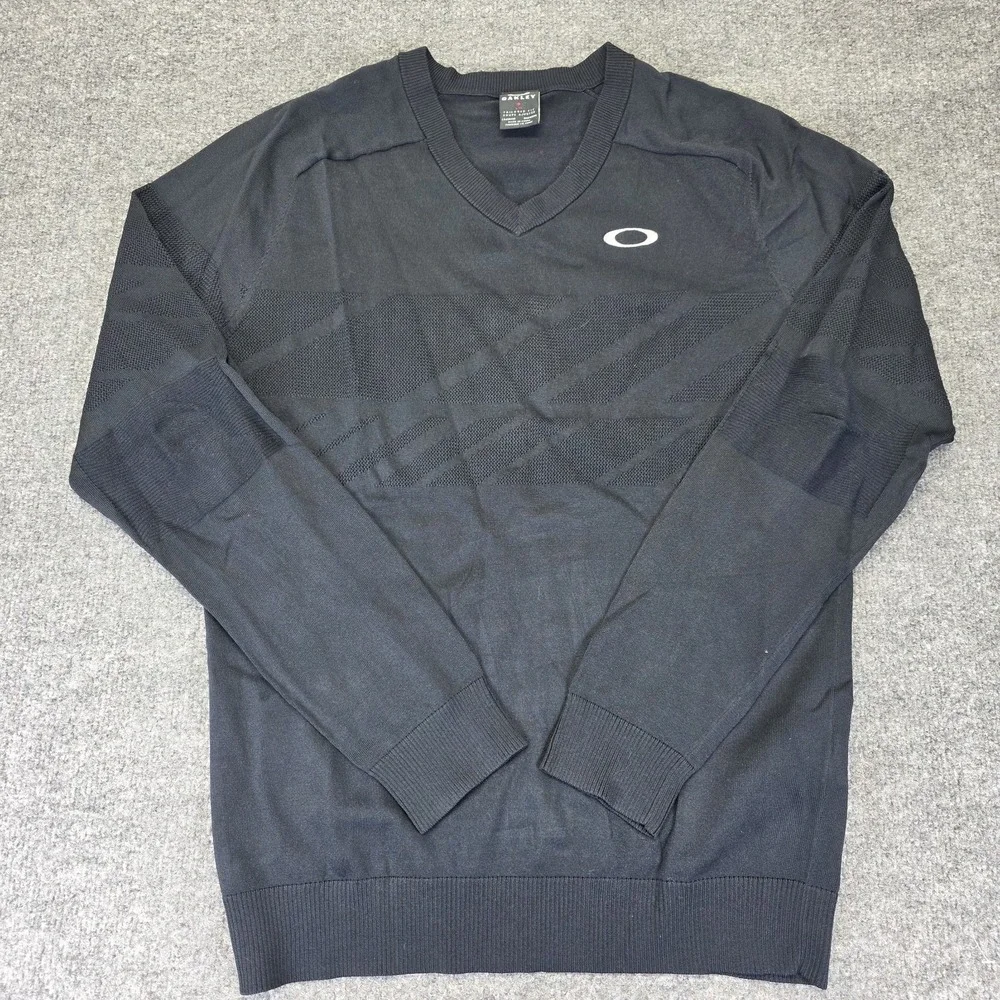 Oakley Sweater Men's Tailored Fit V-Neck‎ Pullover Long Sleeve Black Large Golf